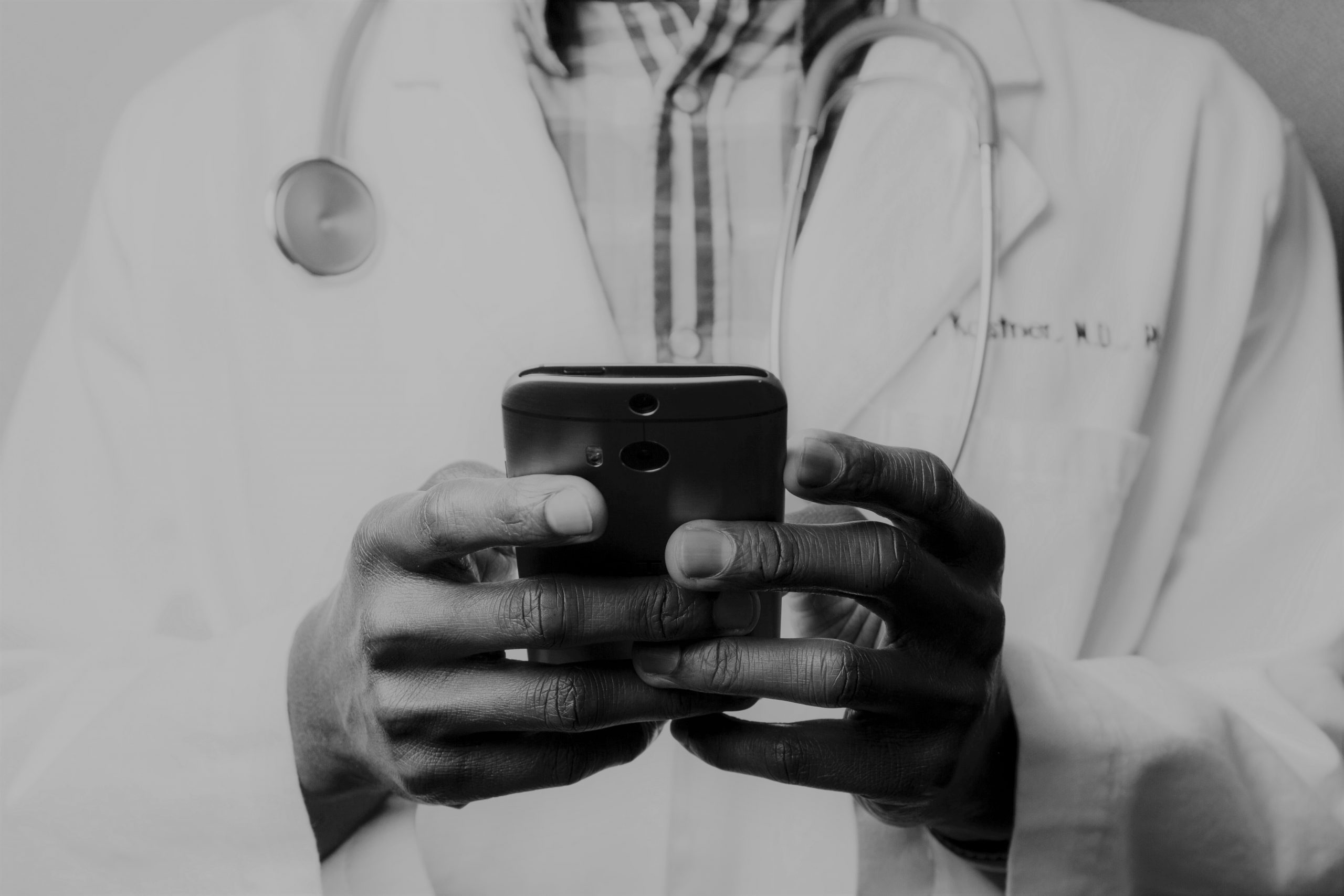 doctor, mobile phone, hands